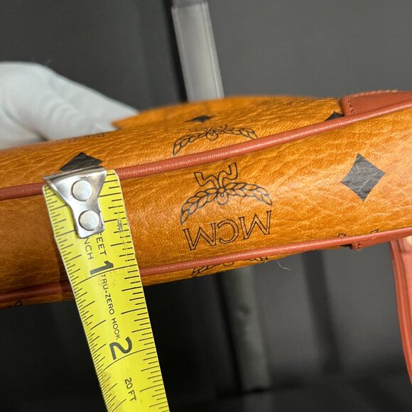 SOLD MCM Monogram Vicetos Wristlet Clutch Bag Leather Brown Gold - Picture 4 of 8